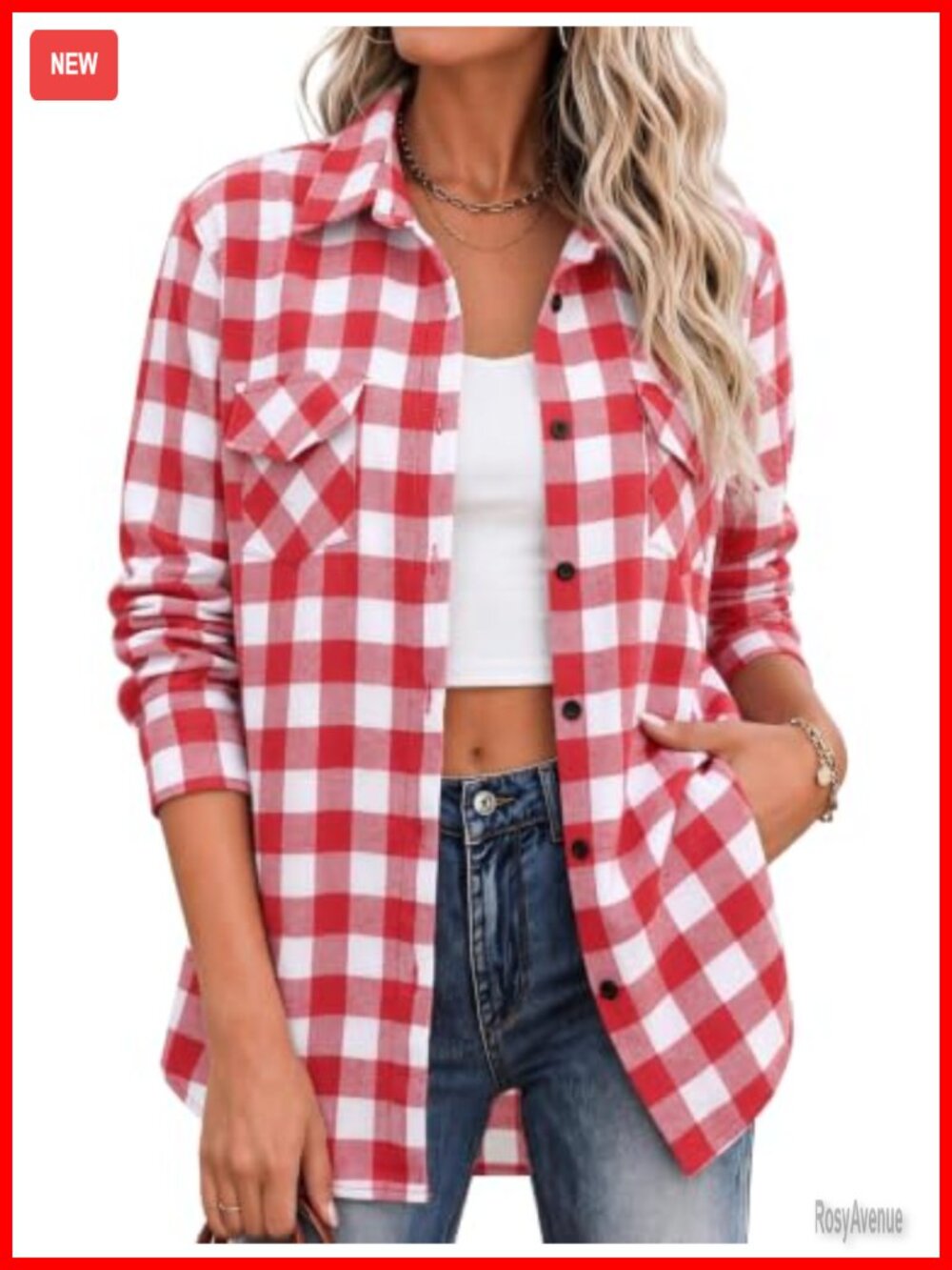 Zeagoo Women Plaid Flannel Button Down Shirt Long Sleeve Shacket Fall Top